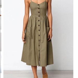 Depway Spaghetti Strap Dress, Army Green